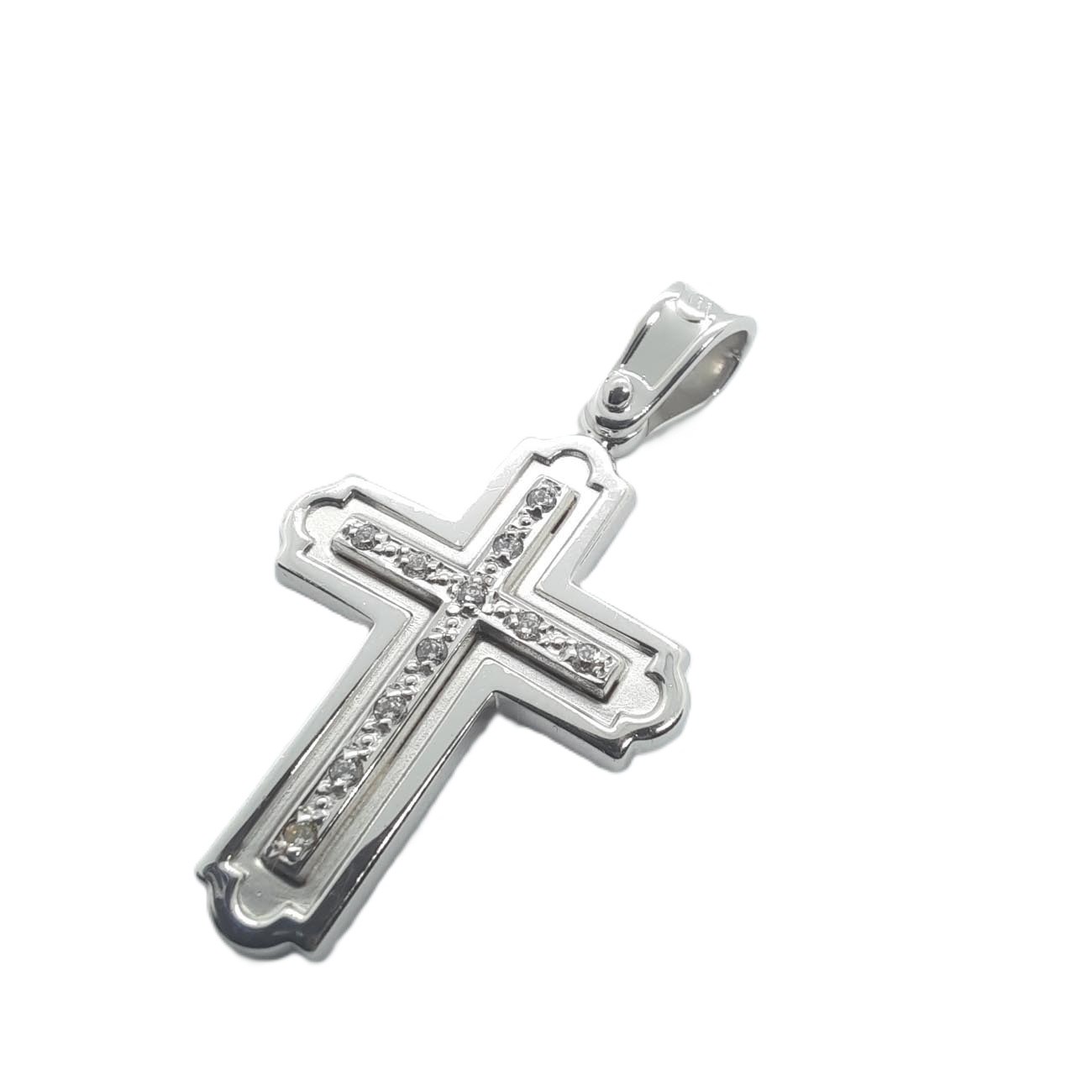 Λευκόχρυσος σταυρός Κ14  με ζιργκόν